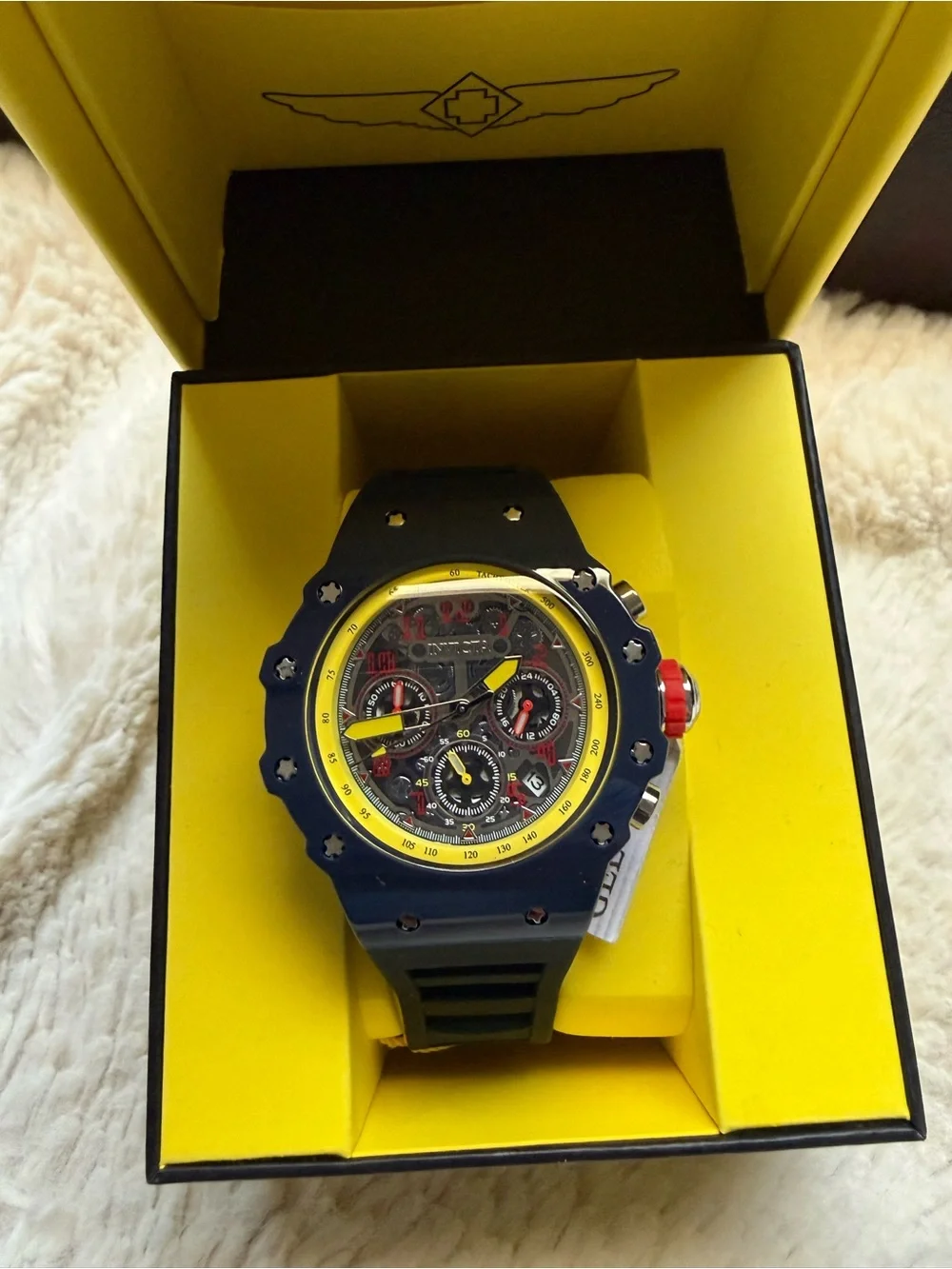 Invicta NIB Racing 43.5mm Silver Dial Men's Quartz Watch